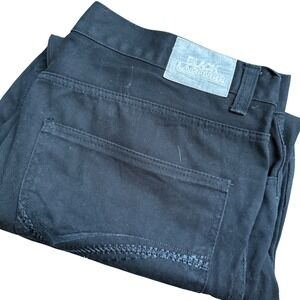 BLACK LACQUER Mens Black Jeans Size‎ 42x30 Cotton Straight Fit Workwear